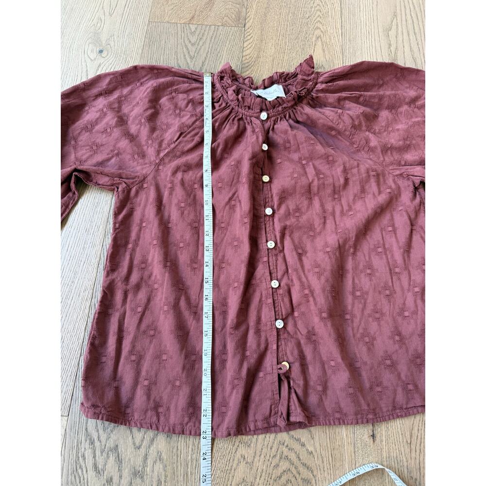 Cleobella Rust Eyelet Ruffle Collar Button-Front Blouse M - Picture 10 of 12